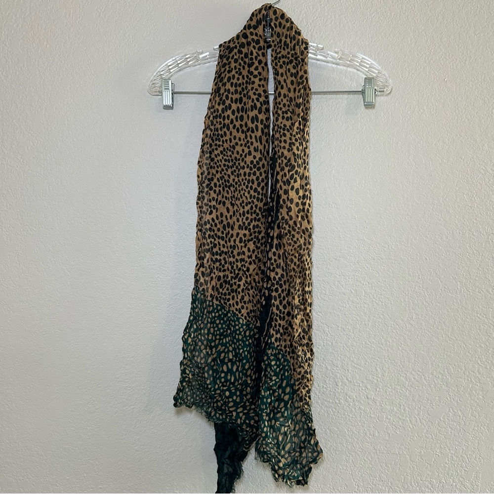 Barbieri Leopard Print Scarf with Green Edge modal bold dopamine warm‎ fall